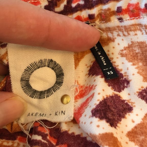 Anthropologie Akemi+Kin sleeveless top/blouse in white+orange+pink, size XS - Picture 5 of 7